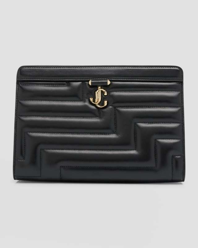 Avenue Quilted Leather Pouch Clutch Bag
